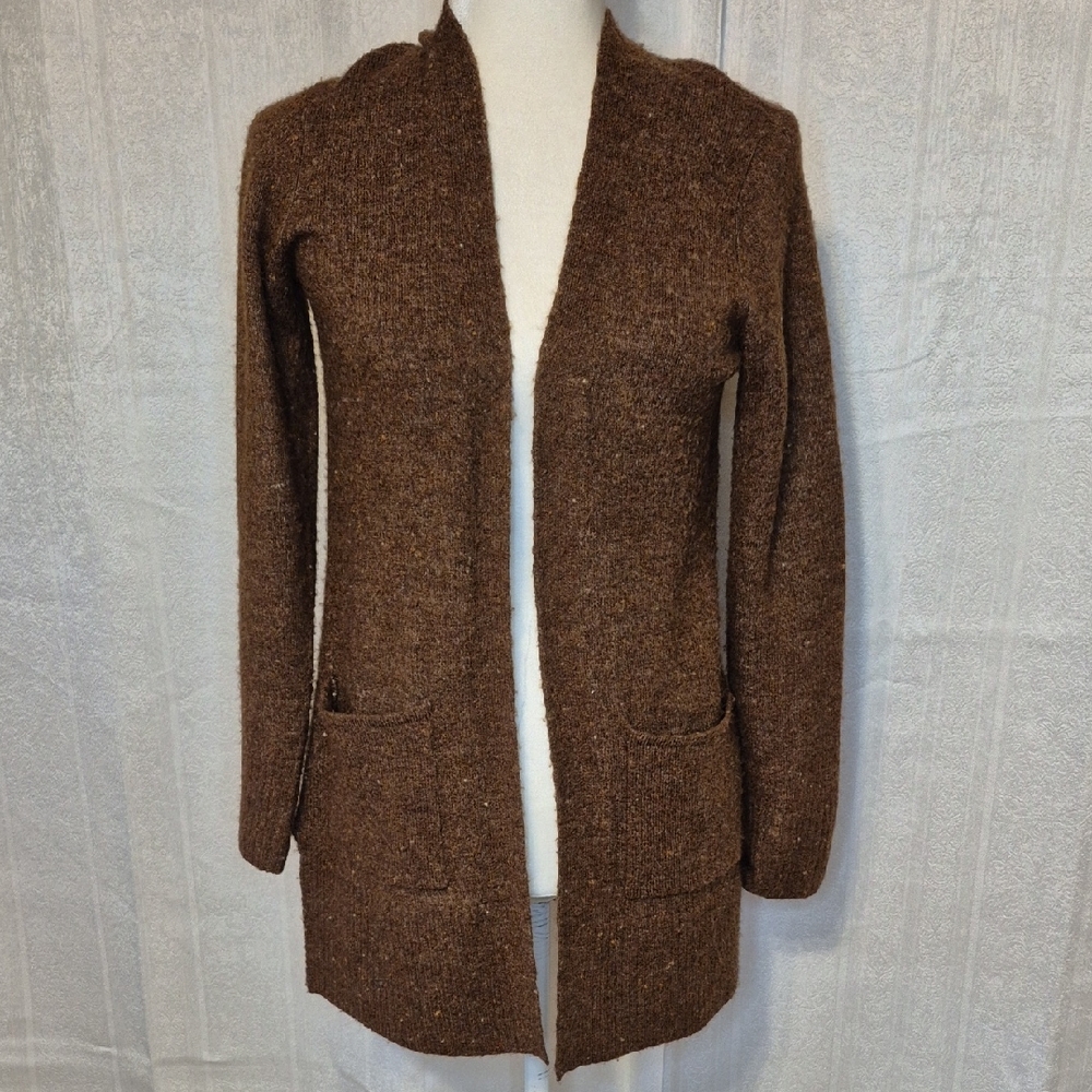 Woven Heart Women's Open Front Pocketed Cardigan Rust Brown Size‎ S Box5